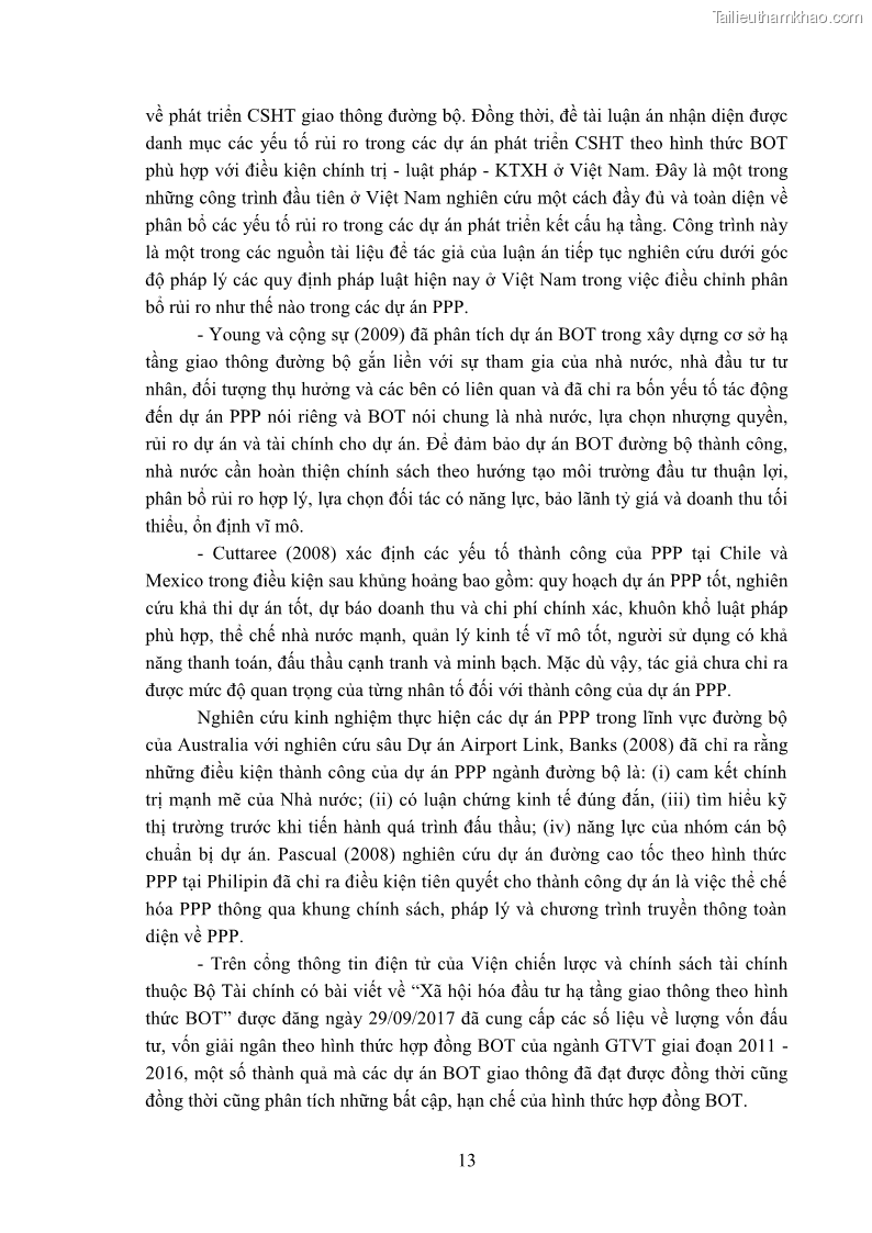 Luận án tiến sĩ luật học Hợp đồng xây dựng - kinh doanh - chuyển giao trong các dự án về giao thông đường bộ theo pháp luật Việt Nam hiện nay - 2 Trang 19