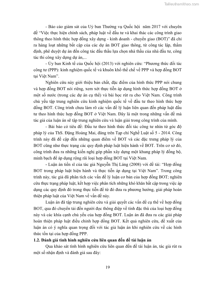 Luận án tiến sĩ luật học Hợp đồng xây dựng - kinh doanh - chuyển giao trong các dự án về giao thông đường bộ theo pháp luật Việt Nam hiện nay - 3 Trang 25