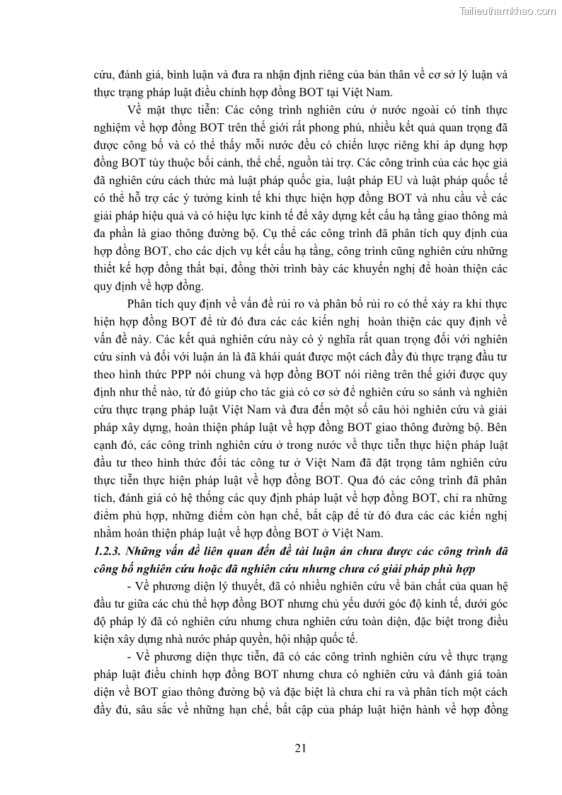 Luận án tiến sĩ luật học Hợp đồng xây dựng - kinh doanh - chuyển giao trong các dự án về giao thông đường bộ theo pháp luật Việt Nam hiện nay - 3 Trang 27