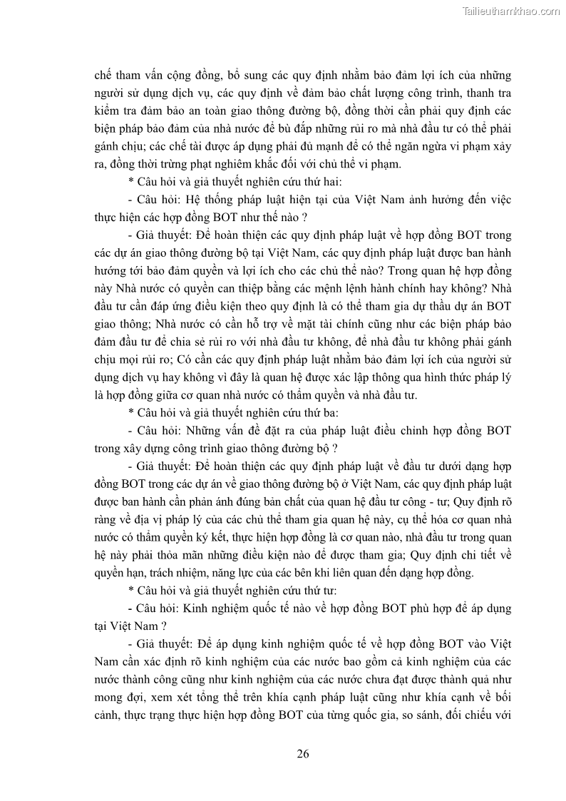 Luận án tiến sĩ luật học Hợp đồng xây dựng - kinh doanh - chuyển giao trong các dự án về giao thông đường bộ theo pháp luật Việt Nam hiện nay - 3 Trang 32