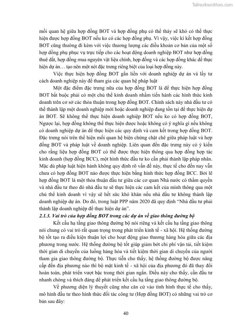 Luận án tiến sĩ luật học Hợp đồng xây dựng - kinh doanh - chuyển giao trong các dự án về giao thông đường bộ theo pháp luật Việt Nam hiện nay - 4 Trang 46