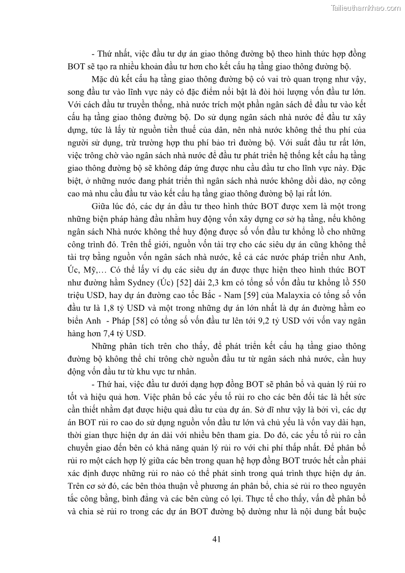 Luận án tiến sĩ luật học Hợp đồng xây dựng - kinh doanh - chuyển giao trong các dự án về giao thông đường bộ theo pháp luật Việt Nam hiện nay - 4 Trang 47