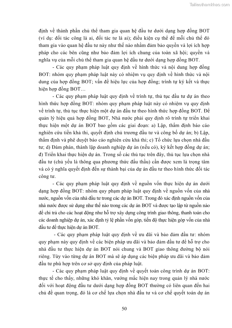 Luận án tiến sĩ luật học Hợp đồng xây dựng - kinh doanh - chuyển giao trong các dự án về giao thông đường bộ theo pháp luật Việt Nam hiện nay - 5 Trang 56