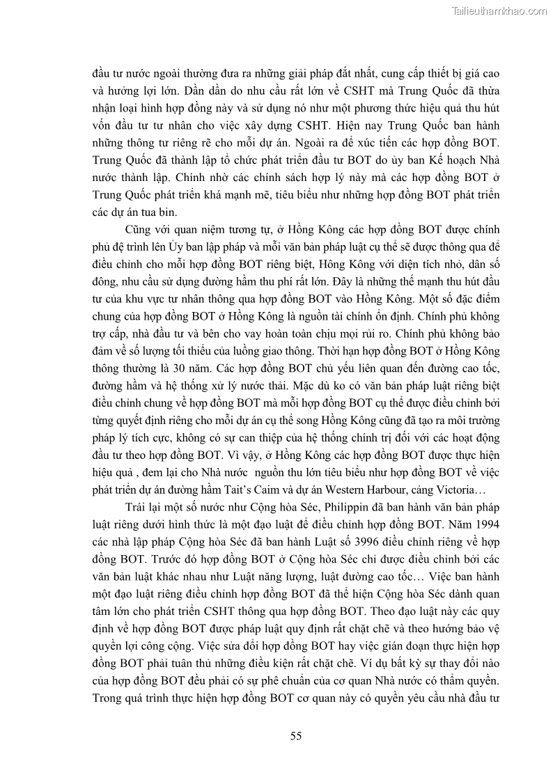 Luận án tiến sĩ luật học Hợp đồng xây dựng - kinh doanh - chuyển giao trong các dự án về giao thông đường bộ theo pháp luật Việt Nam hiện nay - 6 Trang 61