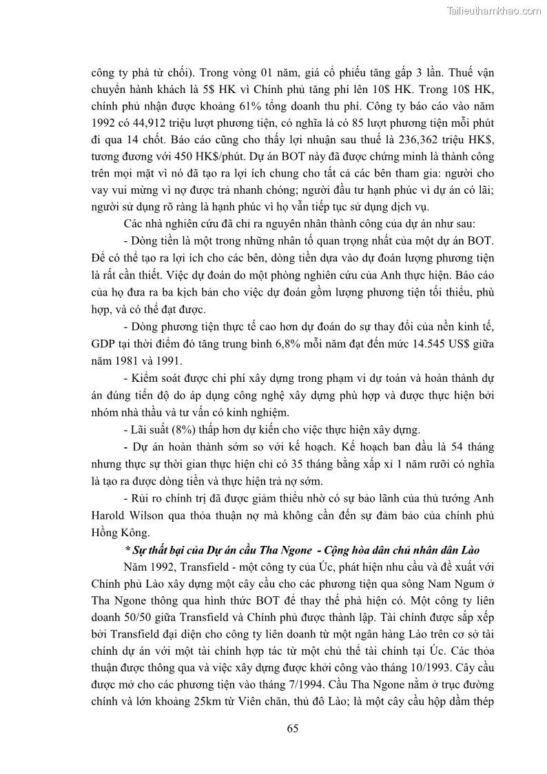 Luận án tiến sĩ luật học Hợp đồng xây dựng - kinh doanh - chuyển giao trong các dự án về giao thông đường bộ theo pháp luật Việt Nam hiện nay - 6 Trang 71