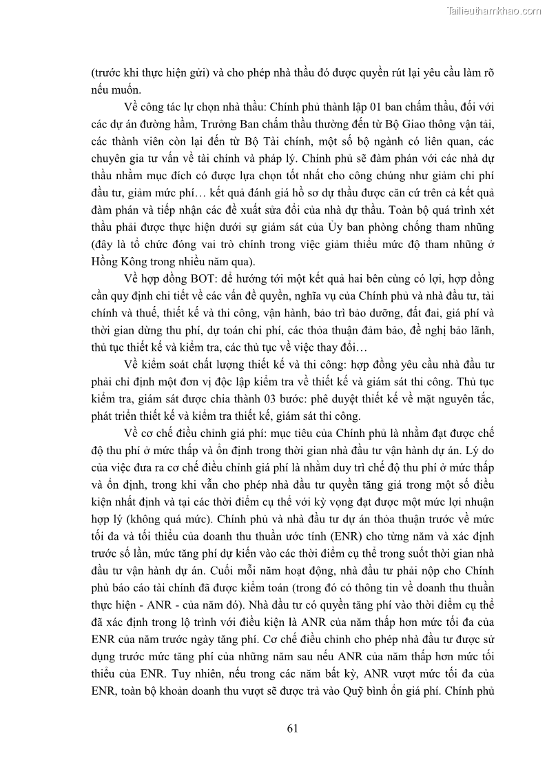 Luận án tiến sĩ luật học Hợp đồng xây dựng - kinh doanh - chuyển giao trong các dự án về giao thông đường bộ theo pháp luật Việt Nam hiện nay - 6 Trang 67