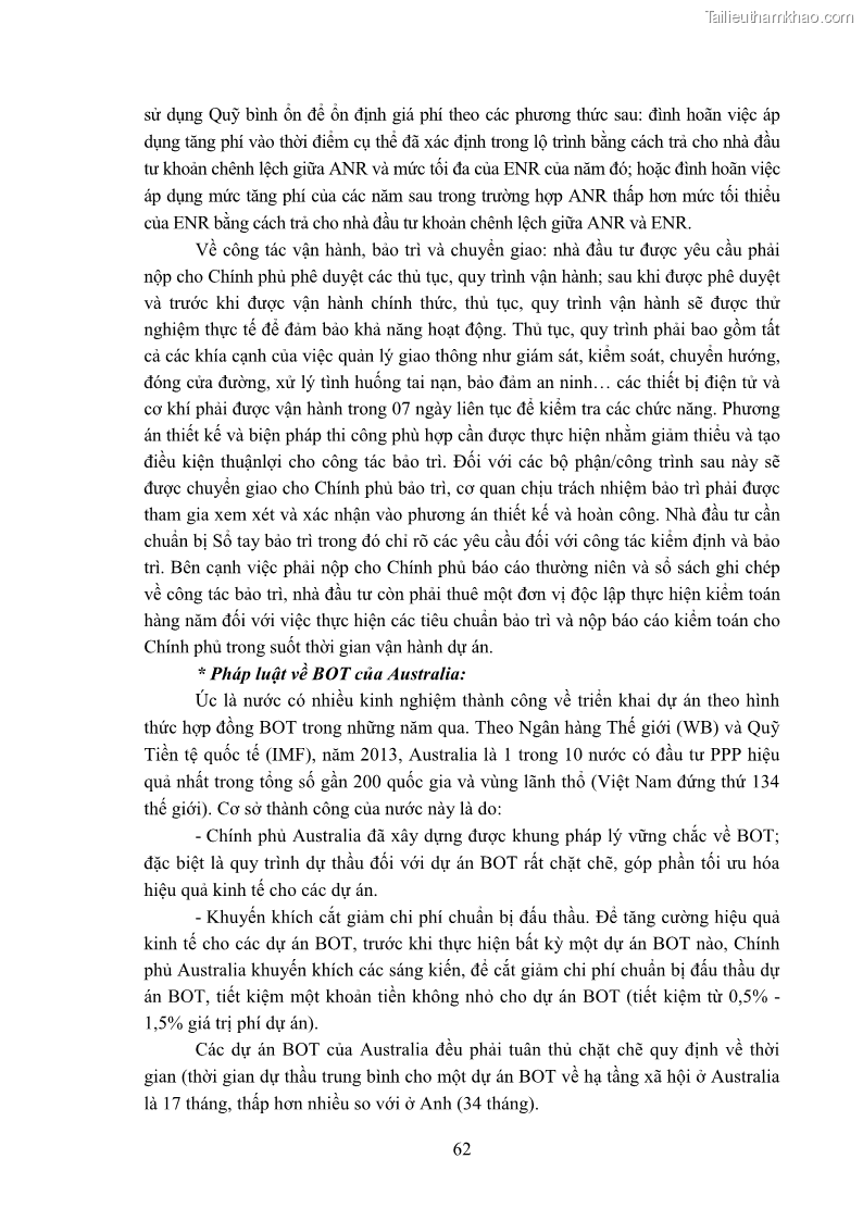 Luận án tiến sĩ luật học Hợp đồng xây dựng - kinh doanh - chuyển giao trong các dự án về giao thông đường bộ theo pháp luật Việt Nam hiện nay - 6 Trang 68