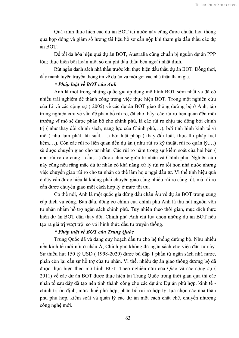 Luận án tiến sĩ luật học Hợp đồng xây dựng - kinh doanh - chuyển giao trong các dự án về giao thông đường bộ theo pháp luật Việt Nam hiện nay - 6 Trang 69
