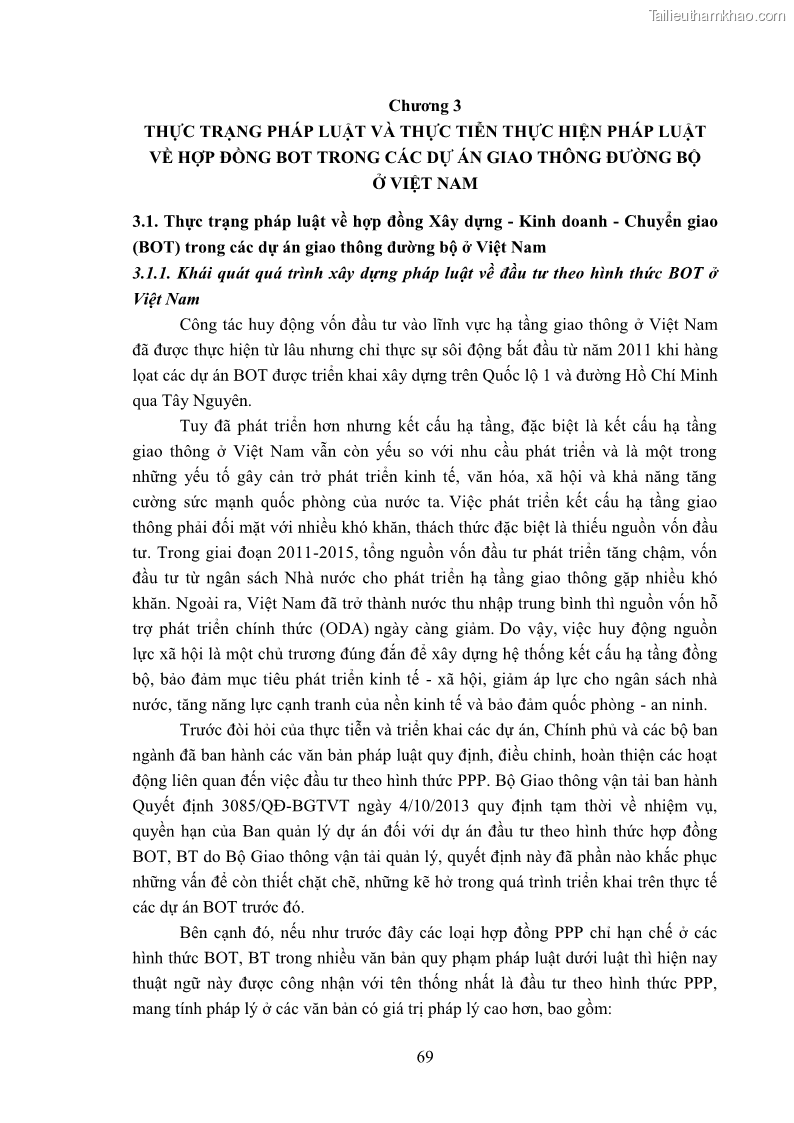 Luận án tiến sĩ luật học Hợp đồng xây dựng - kinh doanh - chuyển giao trong các dự án về giao thông đường bộ theo pháp luật Việt Nam hiện nay - 7 Trang 75