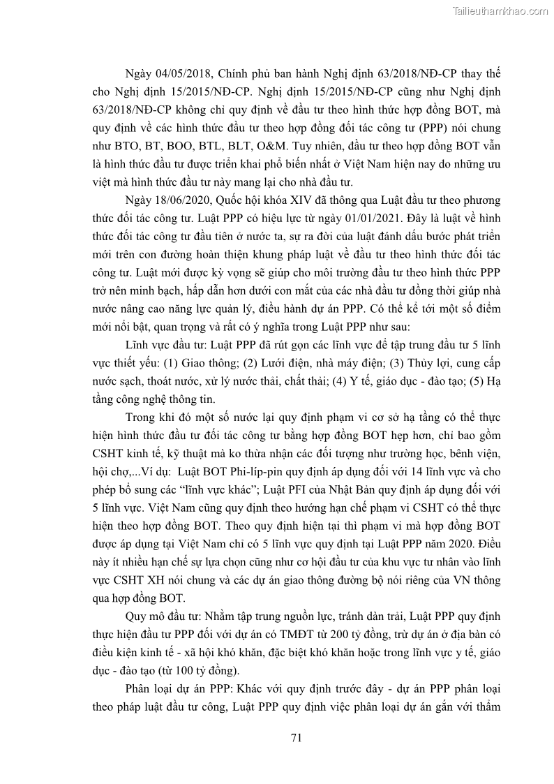 Luận án tiến sĩ luật học Hợp đồng xây dựng - kinh doanh - chuyển giao trong các dự án về giao thông đường bộ theo pháp luật Việt Nam hiện nay - 7 Trang 77