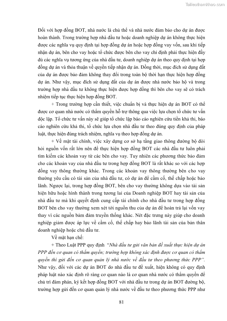 Luận án tiến sĩ luật học Hợp đồng xây dựng - kinh doanh - chuyển giao trong các dự án về giao thông đường bộ theo pháp luật Việt Nam hiện nay - 8 Trang 87