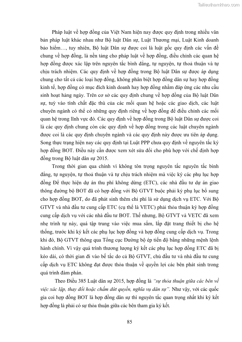 Luận án tiến sĩ luật học Hợp đồng xây dựng - kinh doanh - chuyển giao trong các dự án về giao thông đường bộ theo pháp luật Việt Nam hiện nay - 8 Trang 91