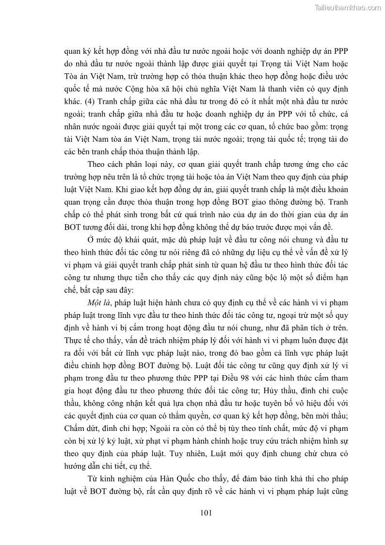 Luận án tiến sĩ luật học Hợp đồng xây dựng - kinh doanh - chuyển giao trong các dự án về giao thông đường bộ theo pháp luật Việt Nam hiện nay - 9 Trang 107