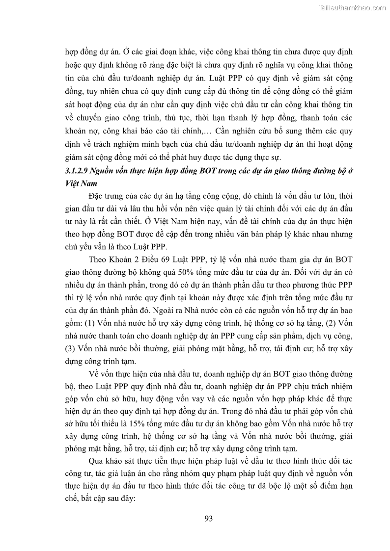 Luận án tiến sĩ luật học Hợp đồng xây dựng - kinh doanh - chuyển giao trong các dự án về giao thông đường bộ theo pháp luật Việt Nam hiện nay - 9 Trang 99