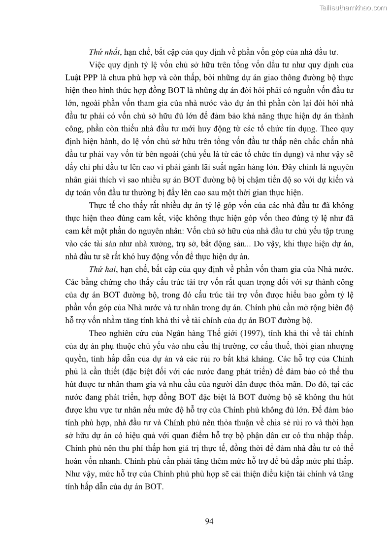 Luận án tiến sĩ luật học Hợp đồng xây dựng - kinh doanh - chuyển giao trong các dự án về giao thông đường bộ theo pháp luật Việt Nam hiện nay - 9 Trang 100