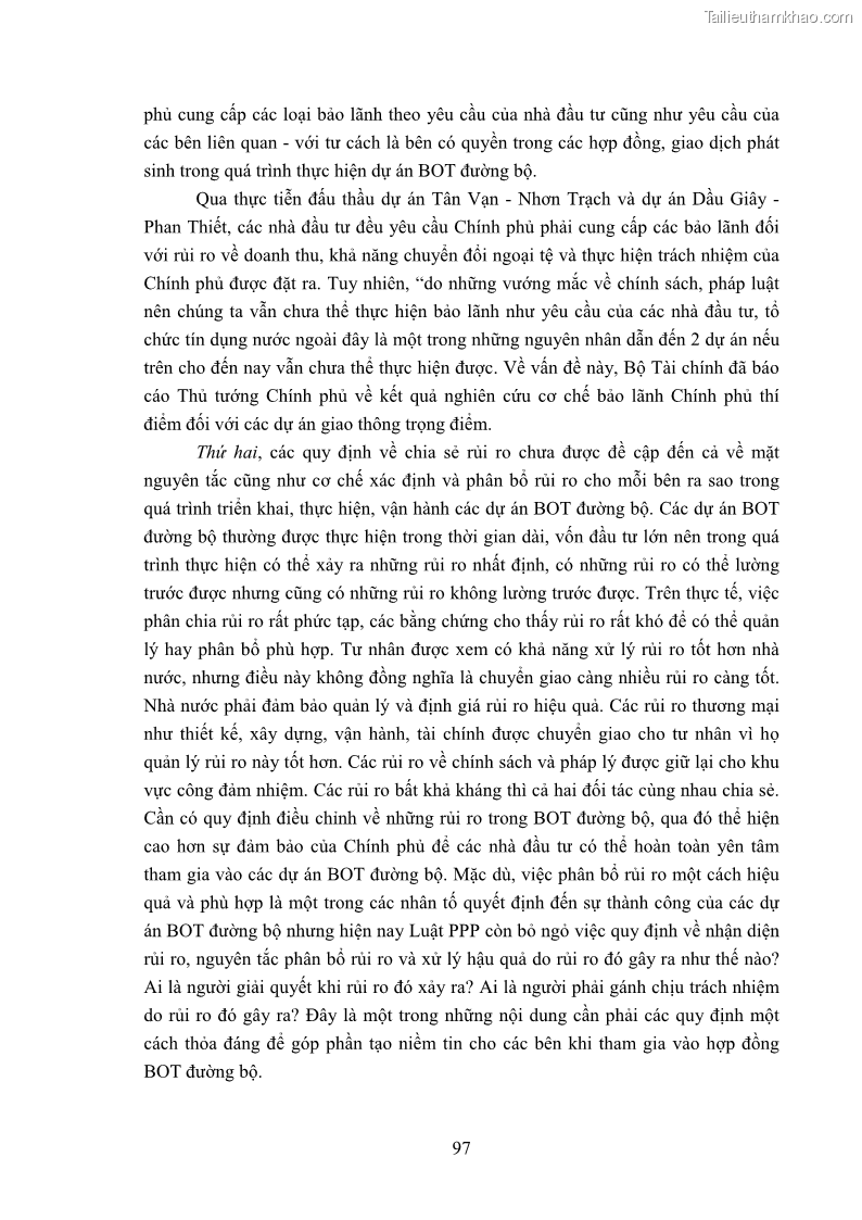Luận án tiến sĩ luật học Hợp đồng xây dựng - kinh doanh - chuyển giao trong các dự án về giao thông đường bộ theo pháp luật Việt Nam hiện nay - 9 Trang 103
