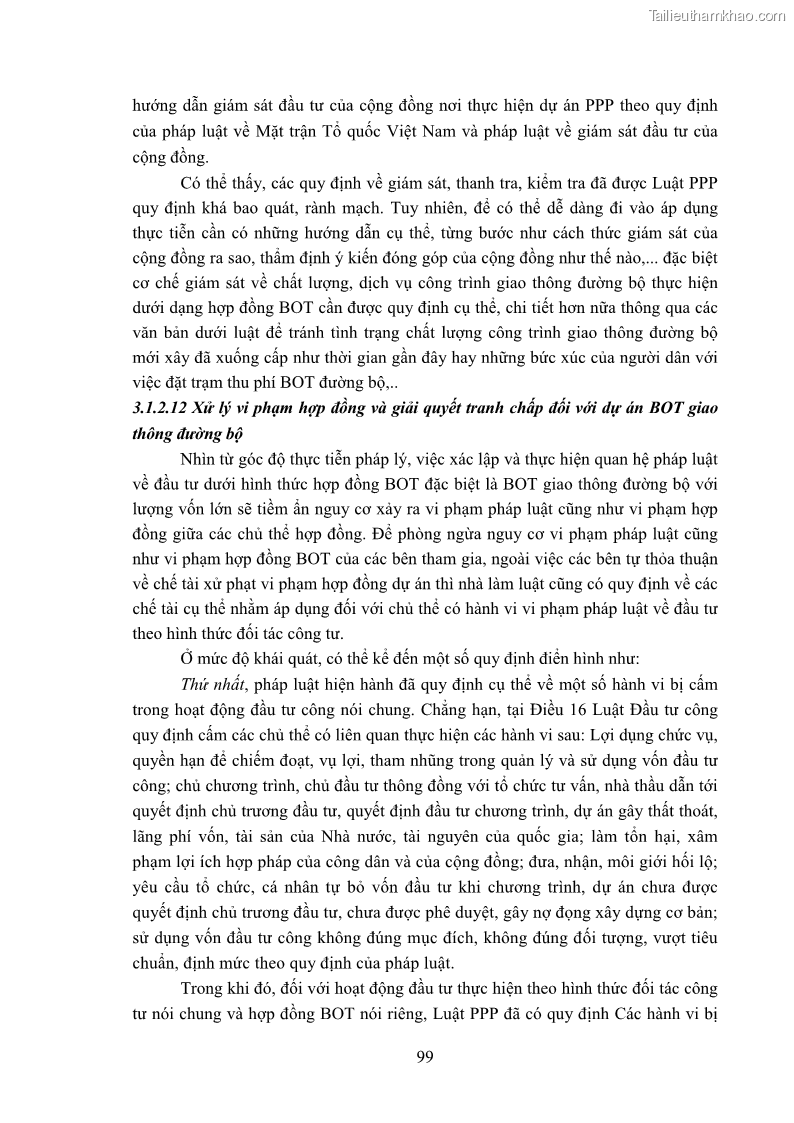 Luận án tiến sĩ luật học Hợp đồng xây dựng - kinh doanh - chuyển giao trong các dự án về giao thông đường bộ theo pháp luật Việt Nam hiện nay - 9 Trang 105
