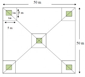 Hình 3 1 Sơ đồ bố trí OTC và ô thứ cấp thứ cấp thu thập số liệu ô dạng 1