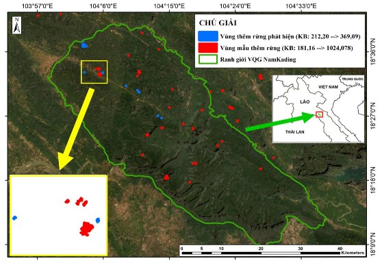 Hình 3 11 Bản đồ phân bố khu vực thêm rừng VQGNKĐ năm 2019 Từ bản đồ hiện 1