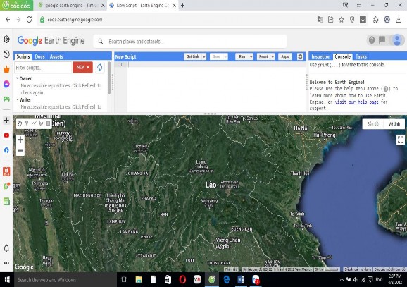 Hình 3 13 Giao diện Google Earth Engine đã đăng nhập GEE làm việc thông qua giao 3