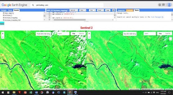 Hình 3 14 Ảnh Sentinel 2 trước và sau kỳ được lựa chọn và ranh giới nghiên 4