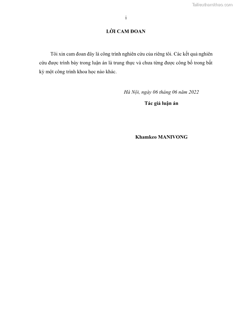 Luận án tiến sĩ quản trị kinh doanh Hiệu ứng lan tỏa của đầu tư trực tiếp nước ngoài FDI tại tỉnh Savannakhet, Lào - 1 Trang 3