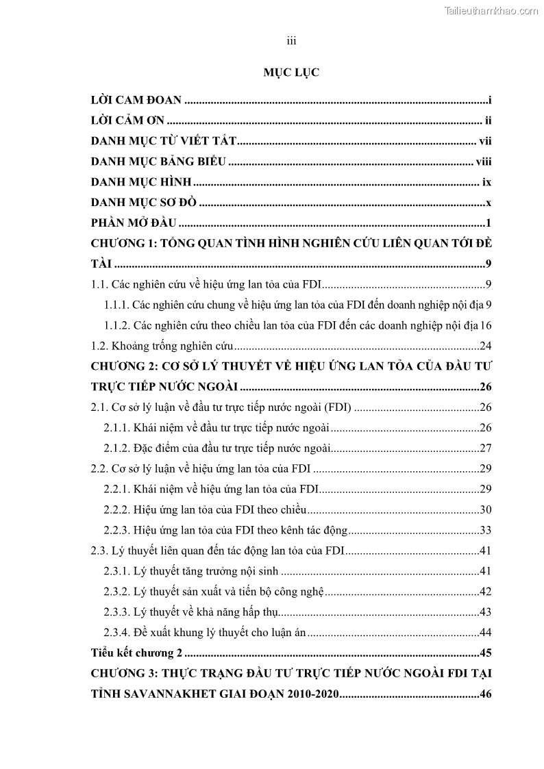 Luận án tiến sĩ quản trị kinh doanh Hiệu ứng lan tỏa của đầu tư trực tiếp nước ngoài FDI tại tỉnh Savannakhet, Lào - 1 Trang 5
