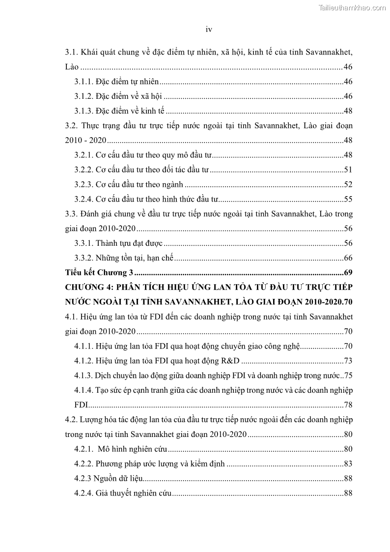 Luận án tiến sĩ quản trị kinh doanh Hiệu ứng lan tỏa của đầu tư trực tiếp nước ngoài FDI tại tỉnh Savannakhet, Lào - 1 Trang 6