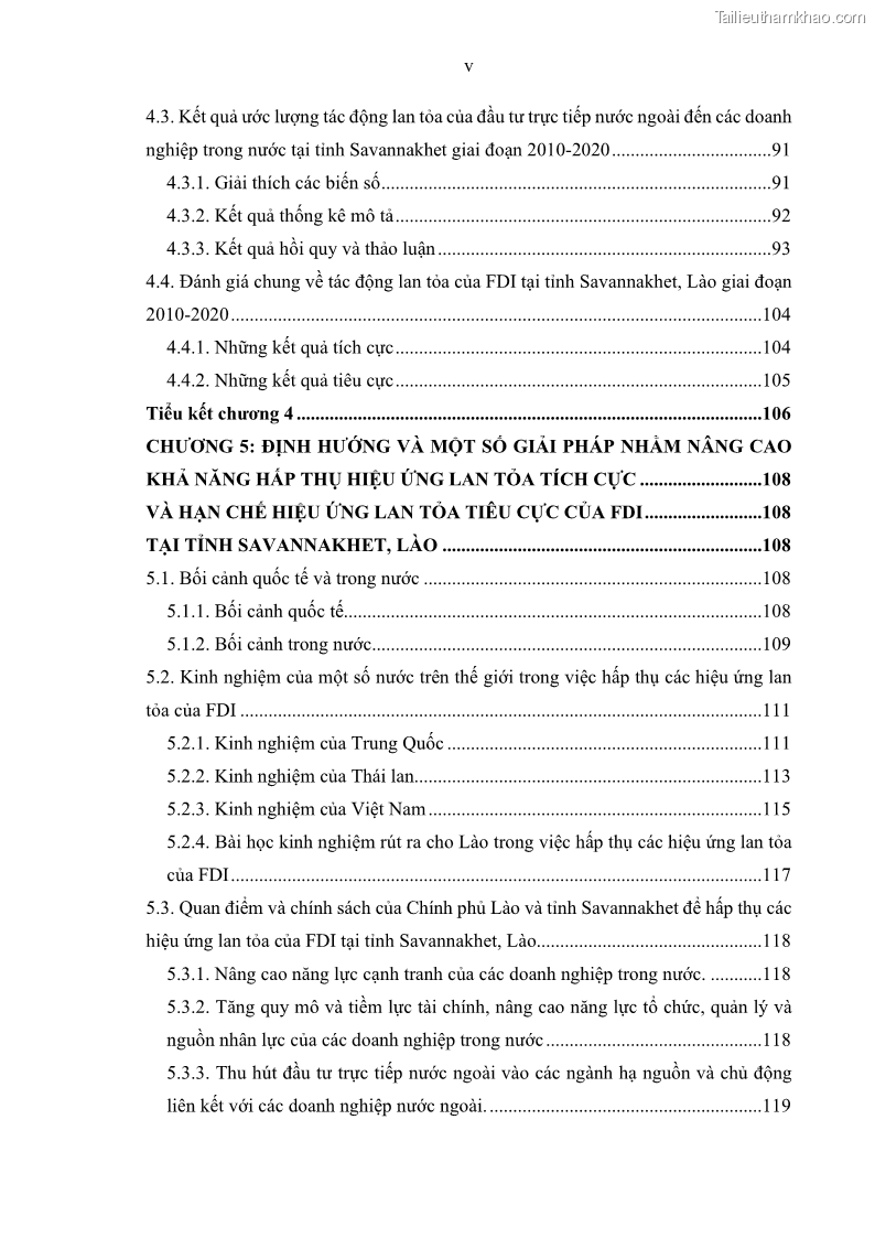 Luận án tiến sĩ quản trị kinh doanh Hiệu ứng lan tỏa của đầu tư trực tiếp nước ngoài FDI tại tỉnh Savannakhet, Lào - 1 Trang 7
