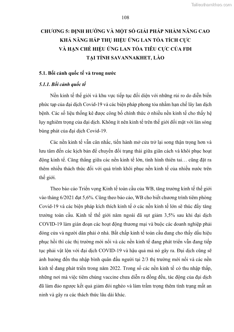 Luận án tiến sĩ quản trị kinh doanh Hiệu ứng lan tỏa của đầu tư trực tiếp nước ngoài FDI tại tỉnh Savannakhet, Lào - 10 Trang 120