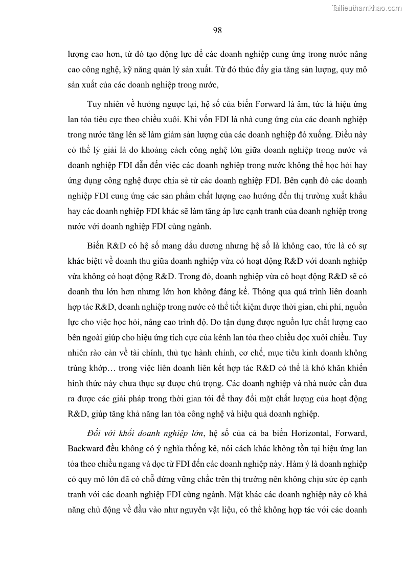 Luận án tiến sĩ quản trị kinh doanh Hiệu ứng lan tỏa của đầu tư trực tiếp nước ngoài FDI tại tỉnh Savannakhet, Lào - 10 Trang 110