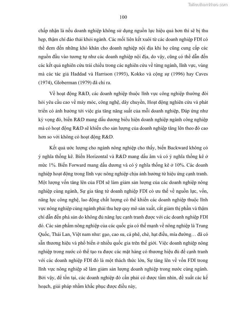 Luận án tiến sĩ quản trị kinh doanh Hiệu ứng lan tỏa của đầu tư trực tiếp nước ngoài FDI tại tỉnh Savannakhet, Lào - 10 Trang 112