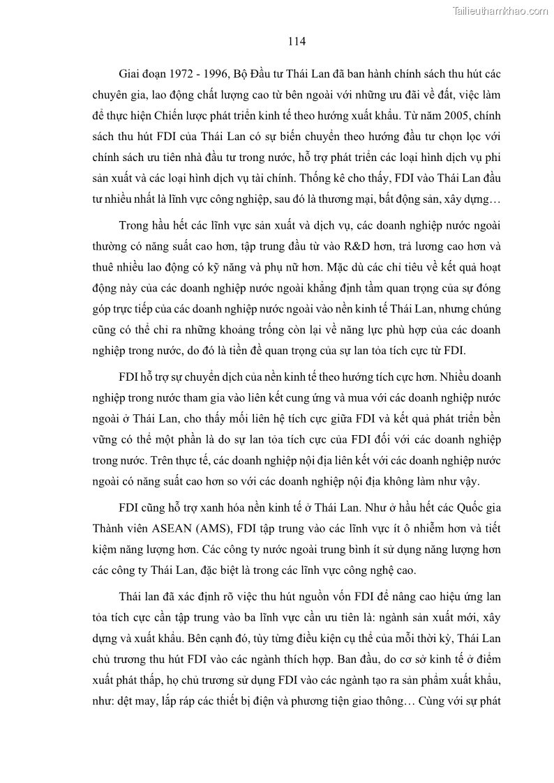 Luận án tiến sĩ quản trị kinh doanh Hiệu ứng lan tỏa của đầu tư trực tiếp nước ngoài FDI tại tỉnh Savannakhet, Lào - 11 Trang 126