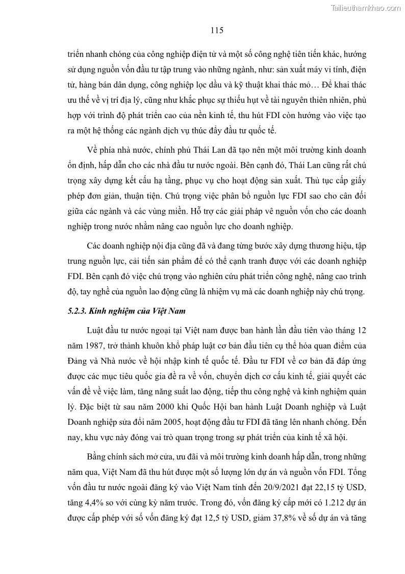 Luận án tiến sĩ quản trị kinh doanh Hiệu ứng lan tỏa của đầu tư trực tiếp nước ngoài FDI tại tỉnh Savannakhet, Lào - 11 Trang 127