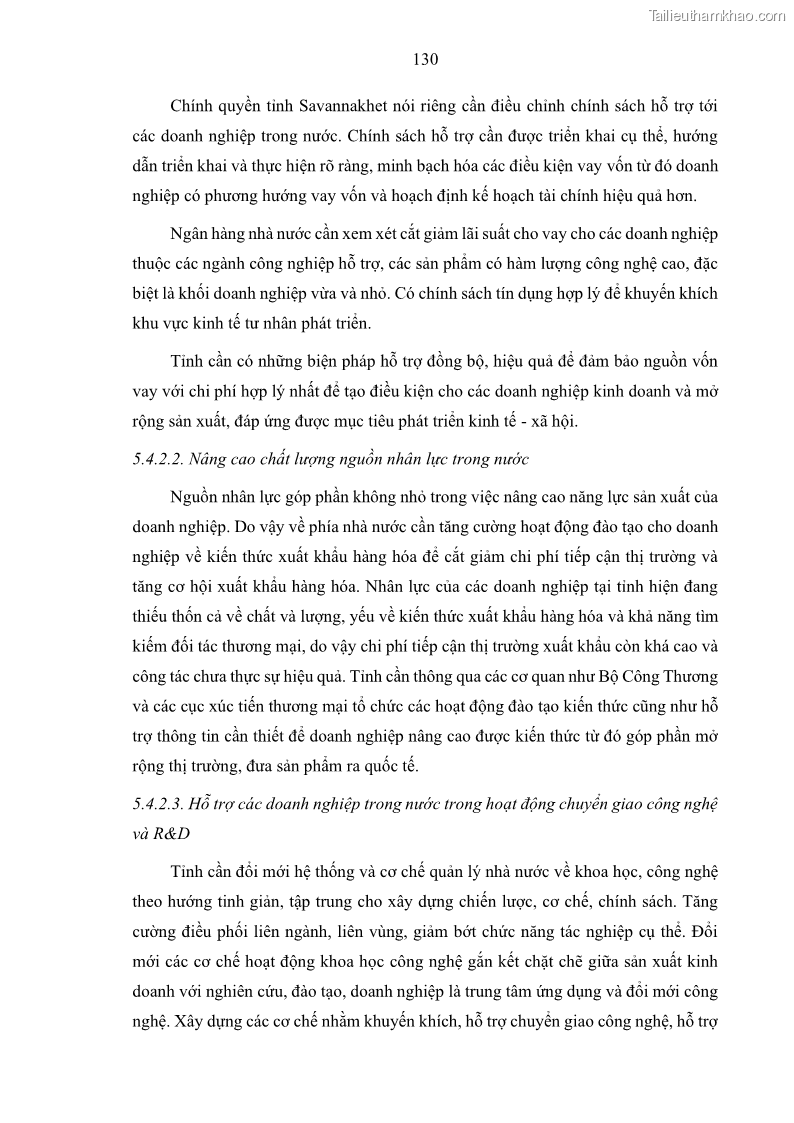 Luận án tiến sĩ quản trị kinh doanh Hiệu ứng lan tỏa của đầu tư trực tiếp nước ngoài FDI tại tỉnh Savannakhet, Lào - 12 Trang 142