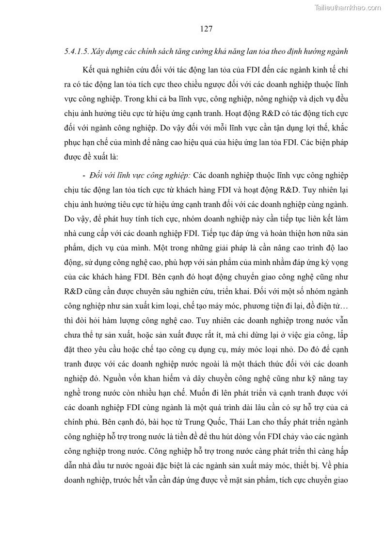 Luận án tiến sĩ quản trị kinh doanh Hiệu ứng lan tỏa của đầu tư trực tiếp nước ngoài FDI tại tỉnh Savannakhet, Lào - 12 Trang 139