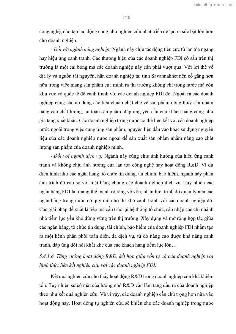 Luận án tiến sĩ quản trị kinh doanh Hiệu ứng lan tỏa của đầu tư trực tiếp nước ngoài FDI tại tỉnh Savannakhet, Lào - 12 Trang 140