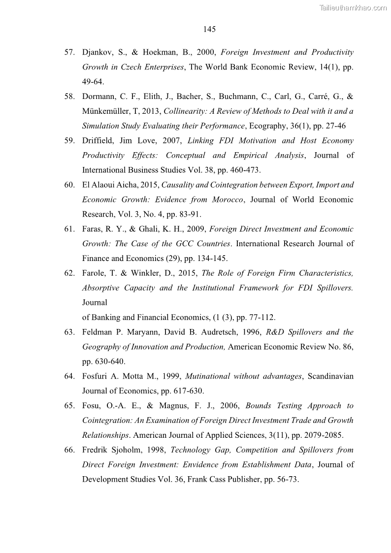 Luận án tiến sĩ quản trị kinh doanh Hiệu ứng lan tỏa của đầu tư trực tiếp nước ngoài FDI tại tỉnh Savannakhet, Lào - 14 Trang 157