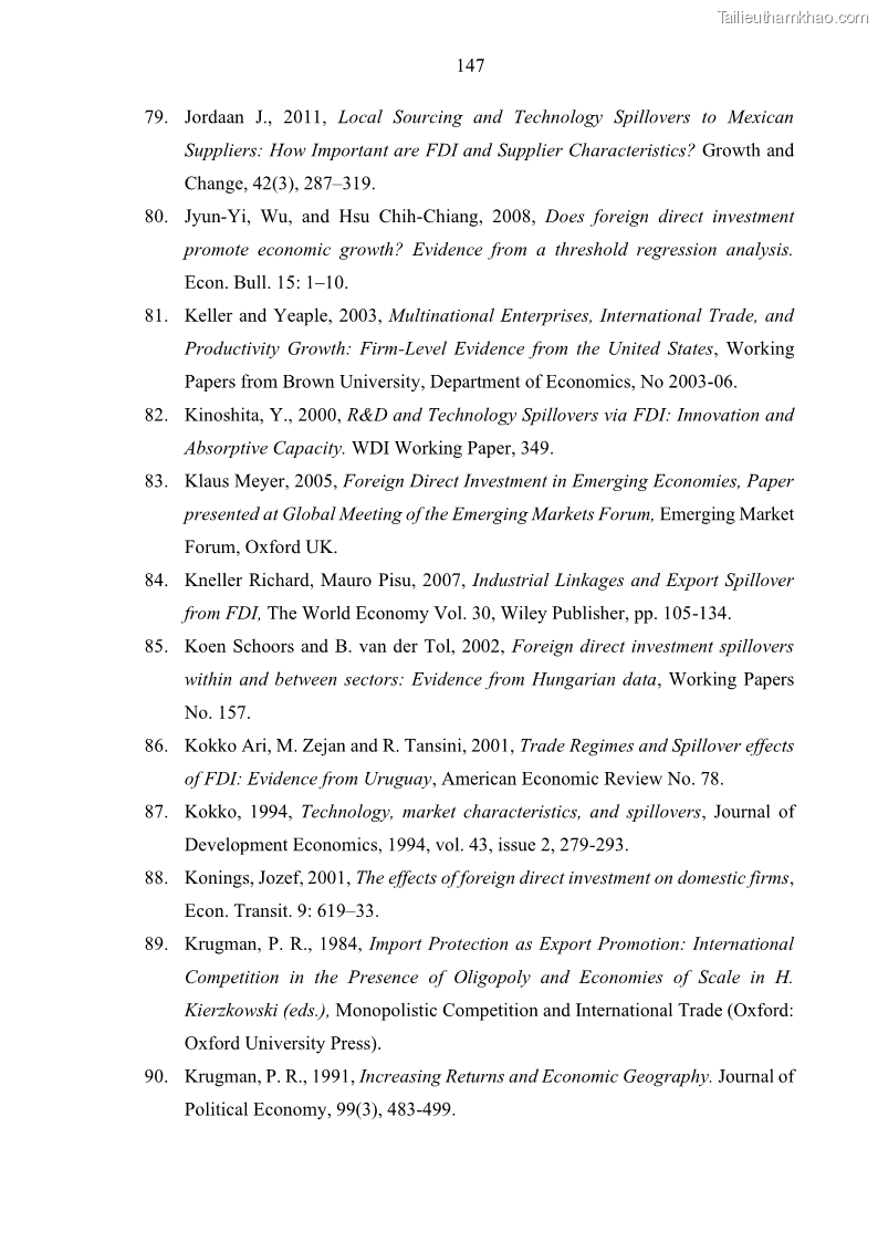 Luận án tiến sĩ quản trị kinh doanh Hiệu ứng lan tỏa của đầu tư trực tiếp nước ngoài FDI tại tỉnh Savannakhet, Lào - 14 Trang 159