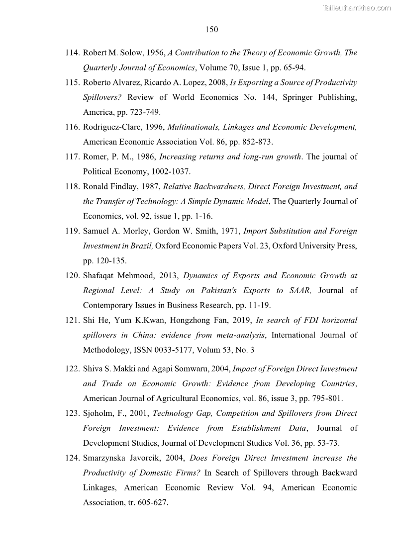 Luận án tiến sĩ quản trị kinh doanh Hiệu ứng lan tỏa của đầu tư trực tiếp nước ngoài FDI tại tỉnh Savannakhet, Lào - 14 Trang 162