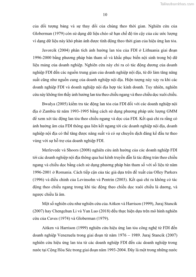 Luận án tiến sĩ quản trị kinh doanh Hiệu ứng lan tỏa của đầu tư trực tiếp nước ngoài FDI tại tỉnh Savannakhet, Lào - 2 Trang 22