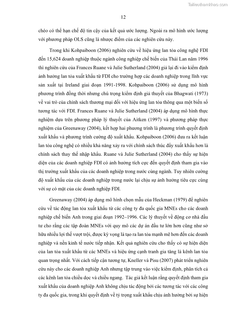 Luận án tiến sĩ quản trị kinh doanh Hiệu ứng lan tỏa của đầu tư trực tiếp nước ngoài FDI tại tỉnh Savannakhet, Lào - 2 Trang 24