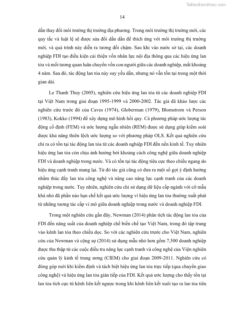 Luận án tiến sĩ quản trị kinh doanh Hiệu ứng lan tỏa của đầu tư trực tiếp nước ngoài FDI tại tỉnh Savannakhet, Lào - 3 Trang 26