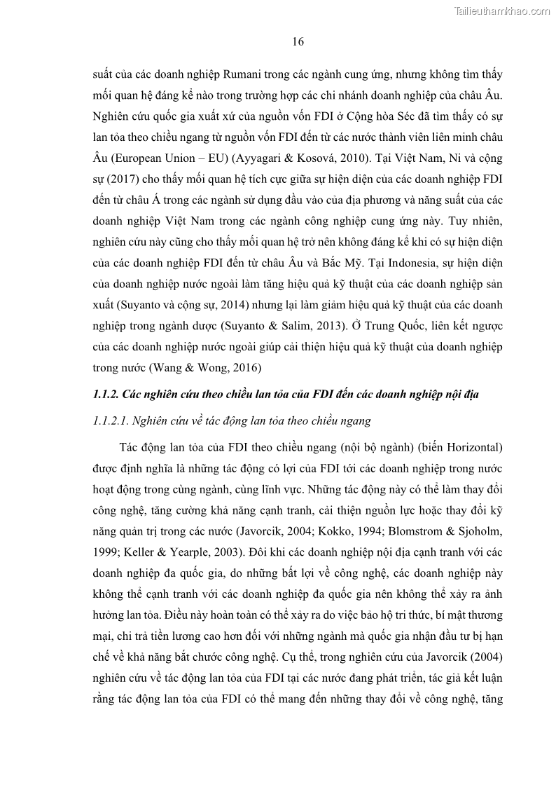 Luận án tiến sĩ quản trị kinh doanh Hiệu ứng lan tỏa của đầu tư trực tiếp nước ngoài FDI tại tỉnh Savannakhet, Lào - 3 Trang 28