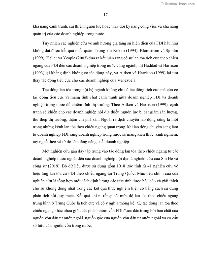 Luận án tiến sĩ quản trị kinh doanh Hiệu ứng lan tỏa của đầu tư trực tiếp nước ngoài FDI tại tỉnh Savannakhet, Lào - 3 Trang 29