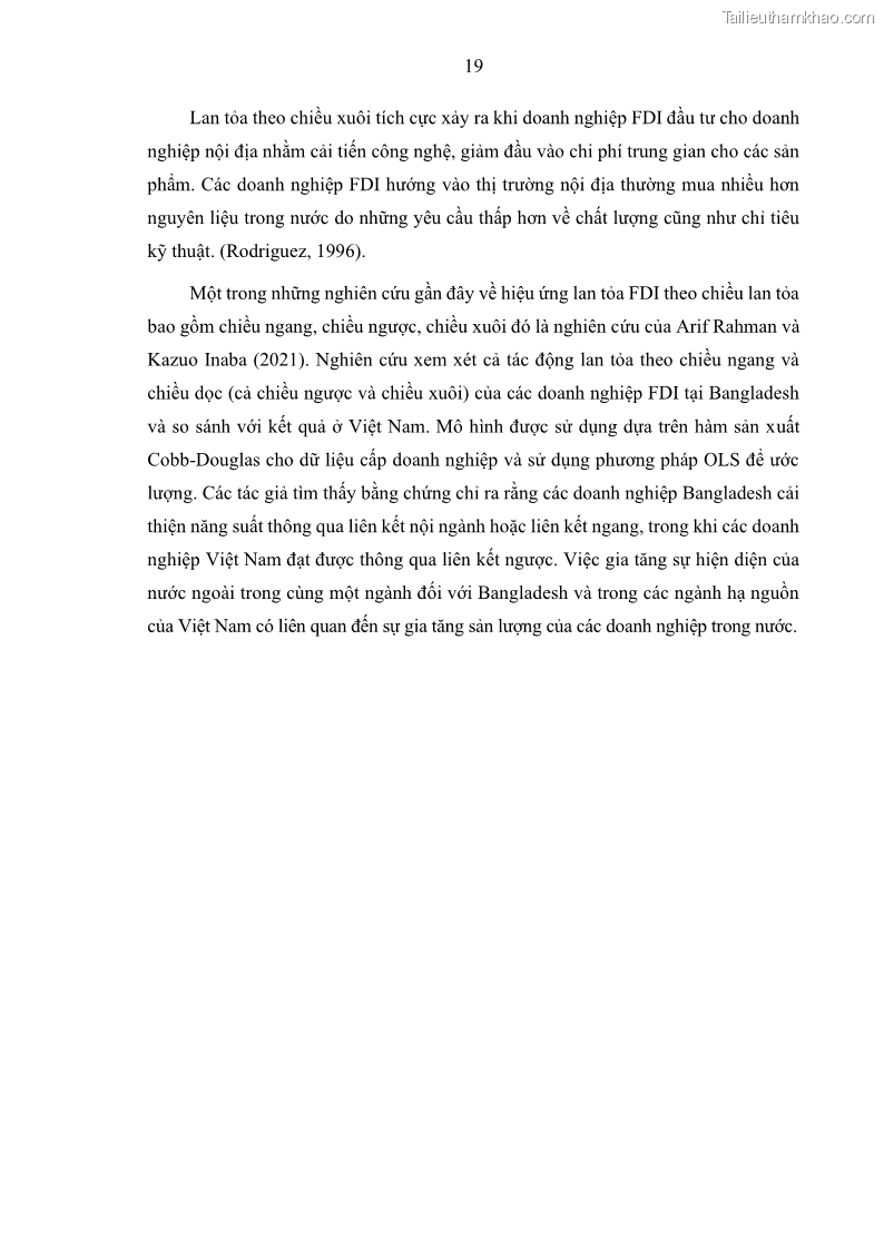 Luận án tiến sĩ quản trị kinh doanh Hiệu ứng lan tỏa của đầu tư trực tiếp nước ngoài FDI tại tỉnh Savannakhet, Lào - 3 Trang 31