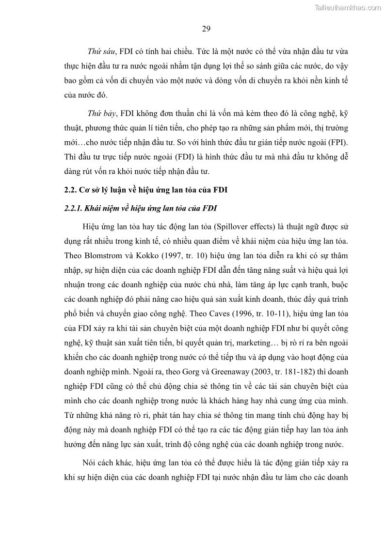 Luận án tiến sĩ quản trị kinh doanh Hiệu ứng lan tỏa của đầu tư trực tiếp nước ngoài FDI tại tỉnh Savannakhet, Lào - 4 Trang 41