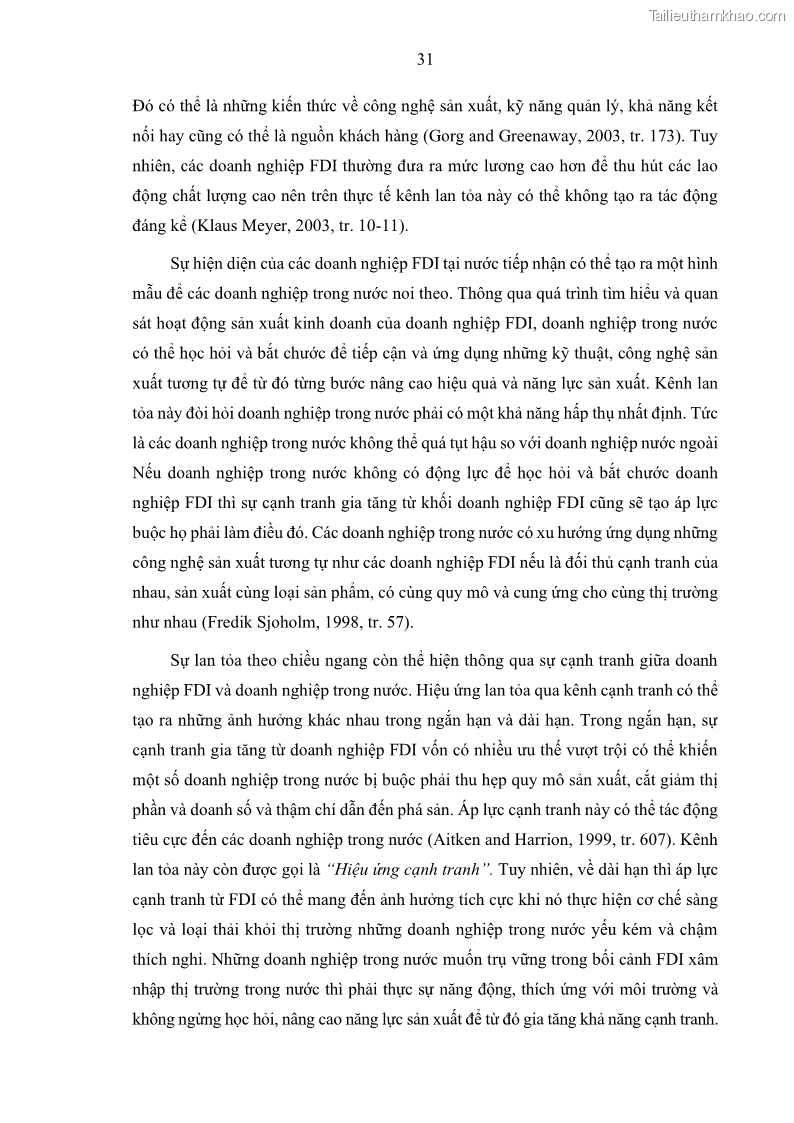 Luận án tiến sĩ quản trị kinh doanh Hiệu ứng lan tỏa của đầu tư trực tiếp nước ngoài FDI tại tỉnh Savannakhet, Lào - 4 Trang 43