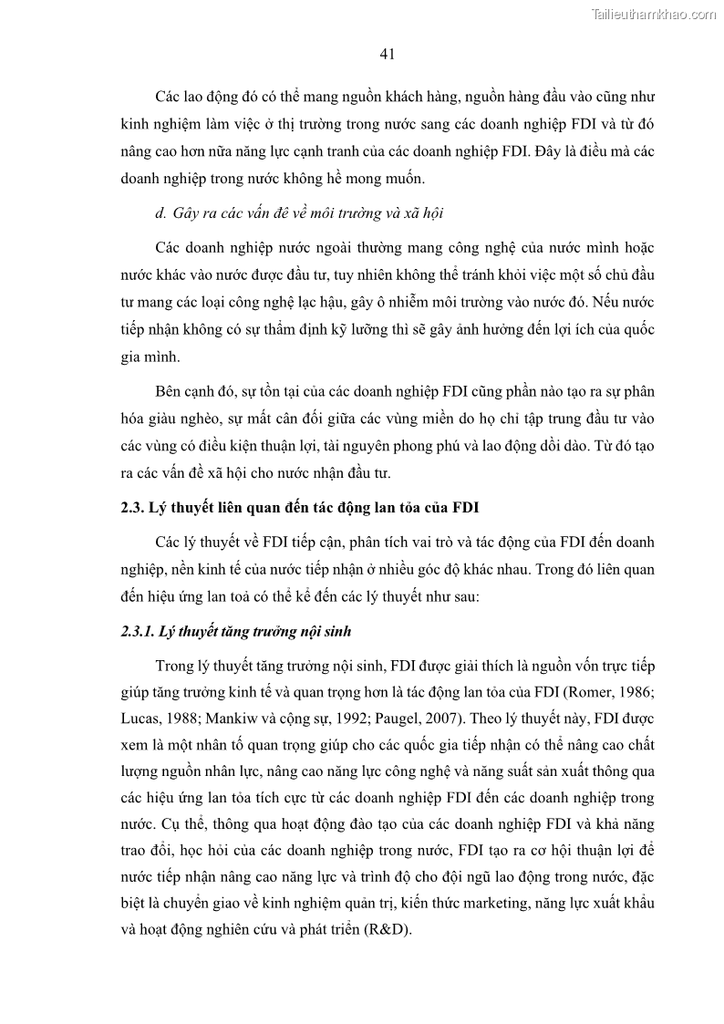 Luận án tiến sĩ quản trị kinh doanh Hiệu ứng lan tỏa của đầu tư trực tiếp nước ngoài FDI tại tỉnh Savannakhet, Lào - 5 Trang 53
