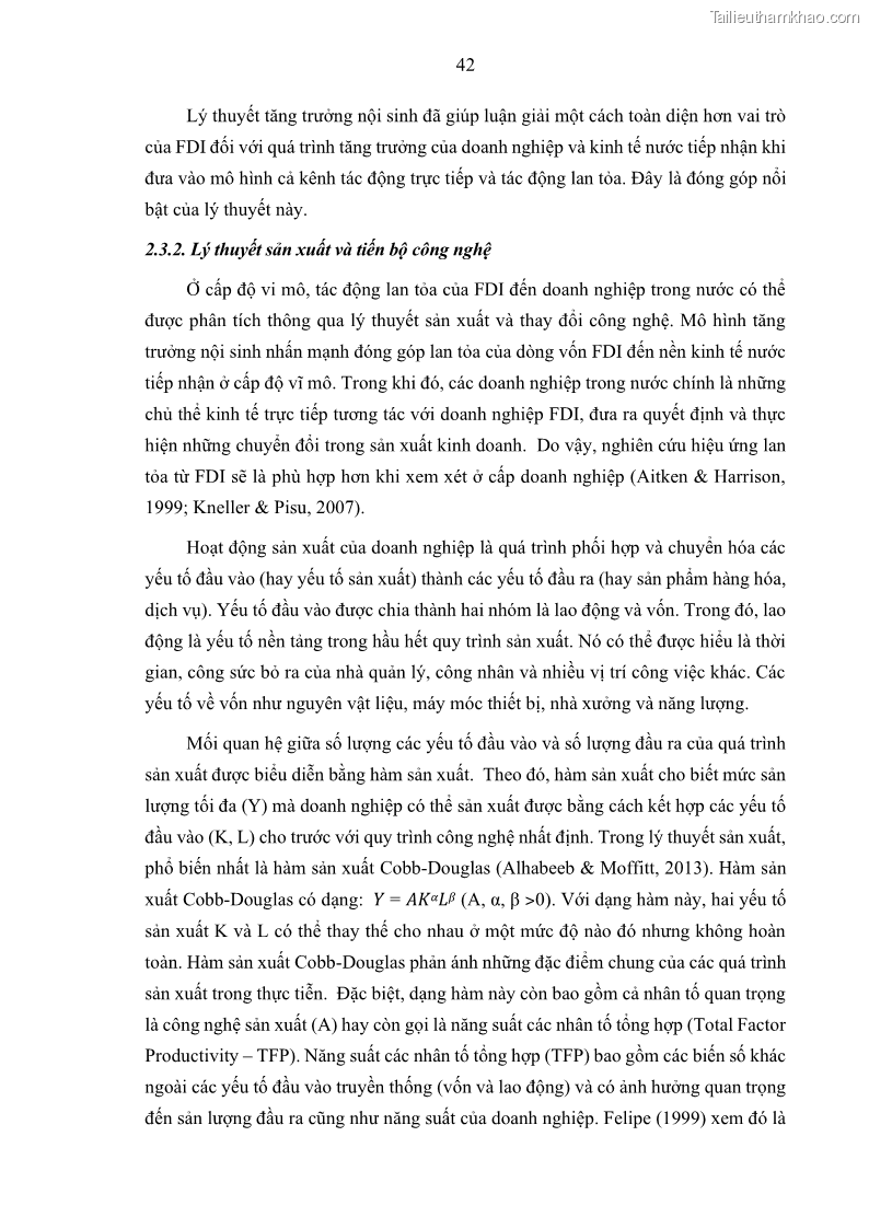 Luận án tiến sĩ quản trị kinh doanh Hiệu ứng lan tỏa của đầu tư trực tiếp nước ngoài FDI tại tỉnh Savannakhet, Lào - 5 Trang 54